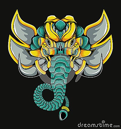 Illustration Ganesha Elephant Cyborg Vector Stock Photo