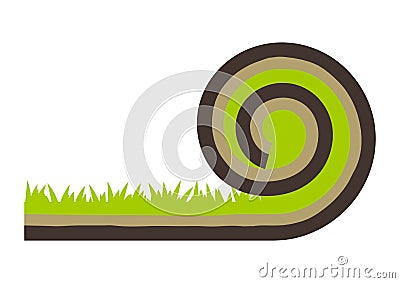 Illustration of garden lawn roll. Overgrown lawn lawn for decoration. Vector Illustration