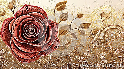 Sepia Ink Rose with Raindrops Stock Photo