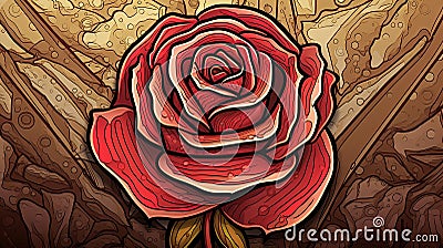 Sepia Ink Rose with Raindrops Stock Photo