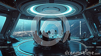 Observation Lounge in a Starship Stock Photo