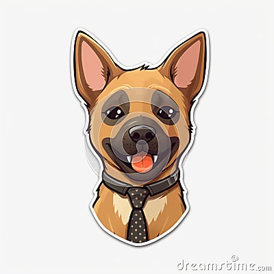 Illustration, Generative AI, kawaii sticker, puppy, business mood, Stock Photo