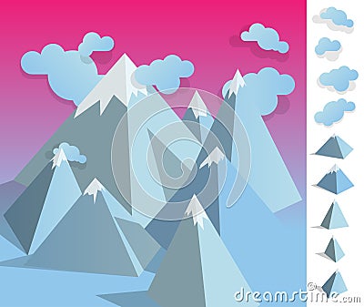 Illustration of geometric iceberg mountain landscape Vector Illustration