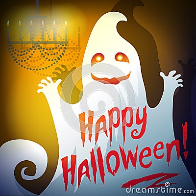 Illustration of a ghost Happy Halloween Vector Illustration