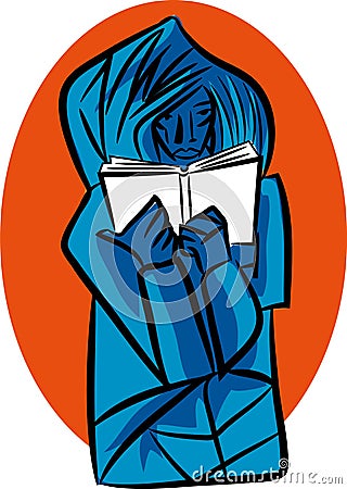 Illustration of girl reading a book -abstract Vector Illustration