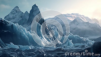 Glacier, Iceberg, Mountain landscape, Iceberg Cartoon Illustration