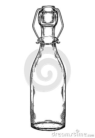Illustration of glass bottle hatching. Zero waste object. The object is separate from the background Vector Illustration