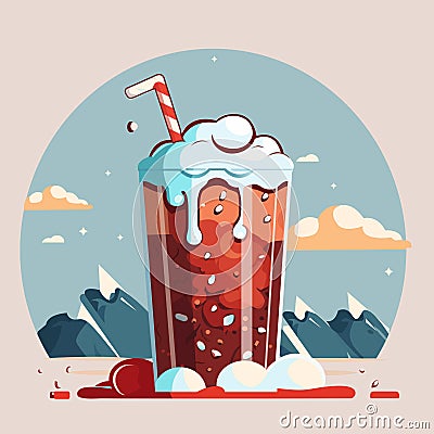 illustration of a glass of cola manually created Vector Illustration