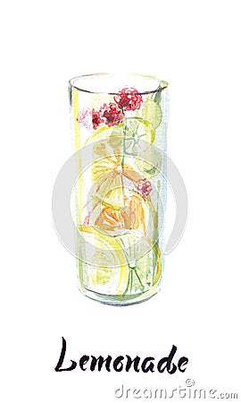 Illustration of glass of lemonade Cartoon Illustration