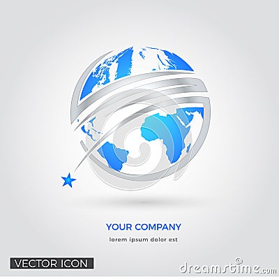 Global news icon with star Vector Illustration