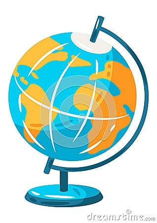 Illustration of globe. School item. Education image for design. Vector Illustration