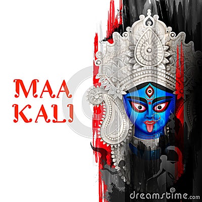 Goddess Kali Maa on Diwali Kali Pooja background of India festival Vector Illustration