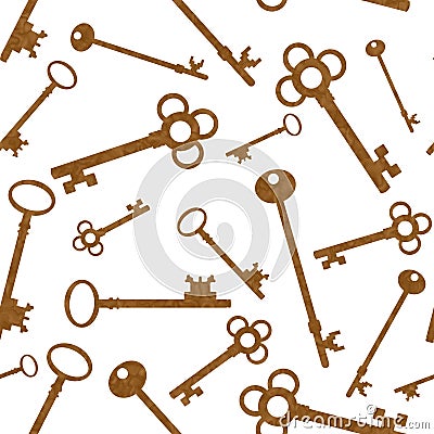 Illustration gold skeleton key background that is repeat Stock Photo
