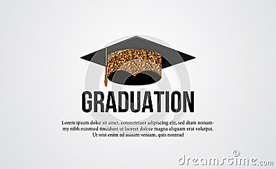 Illustration of golden graduation caps for diploma academy Cartoon Illustration