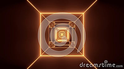 Illustration of golden lights in rectangular shapes flowing into a single direction Cartoon Illustration