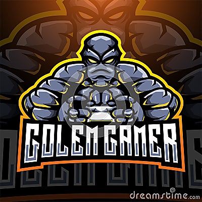 Golem gamer esport mascot logo design Vector Illustration