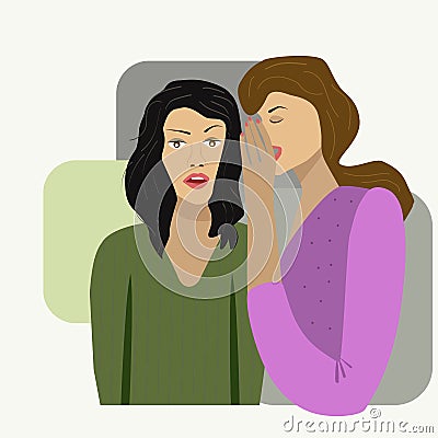 Illustration of gossiping women talks in a whisper,tittle-tattle,buzz. Conspiracy,intrigue Vector Illustration