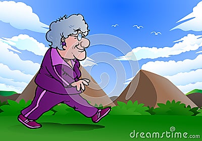 Grandma walking Stock Photo