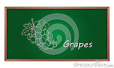 Illustration of grapes on chalk board. Educational concept. Sketching style with white chalk Stock Photo
