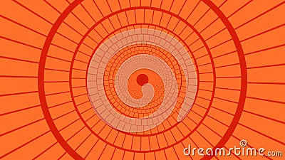 Illustration graphic of a bright orange circular tunnel Stock Photo