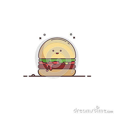 Illustration graphic design of cute burger. Vector Illustration