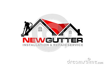 Illustration graphic vector of gutter installation and repair service logo design template Vector Illustration