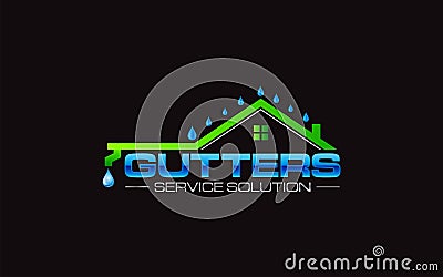 Illustration graphic vector of gutter installation and repair service logo design template Vector Illustration