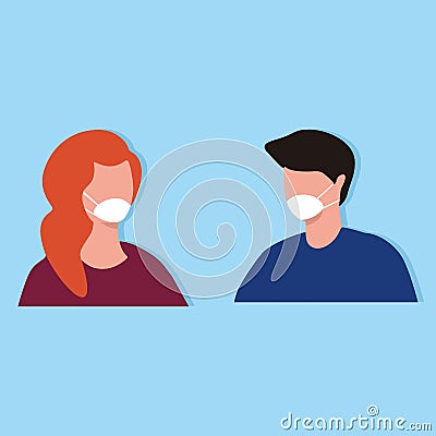 Illustration graphic vector of people wear masks, men and women wear masks, men wear mask Vector Illustration