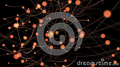 Gray particles fly after being exploded and orange particle play arond Stock Photo