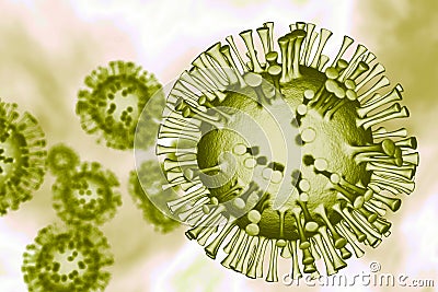 Green coronavirus cell Cartoon Illustration