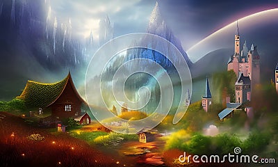 Castle in fairytale land AI generative Stock Photo