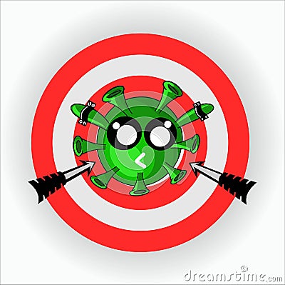 Virus illustration caracter, virus target with arrow Vector Illustration