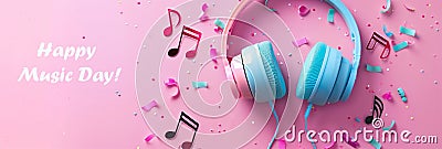 Illustration of greeting card for happy world music day Stock Photo