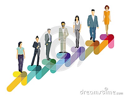 Ascending business people Vector Illustration