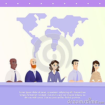 Illustration Group People Speak to Journalists Vector Illustration