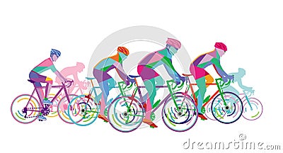 Group of road cyclists Vector Illustration