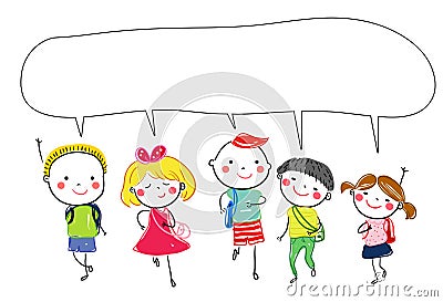 Group of sketch kids Vector Illustration