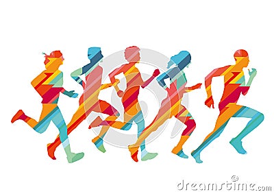 Group of colored runners Vector Illustration