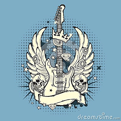 Illustration of grunge guitar Vector Illustration