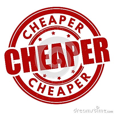 Illustration of a grunge rubber stamp with "Cheaper" text on white background Cartoon Illustration