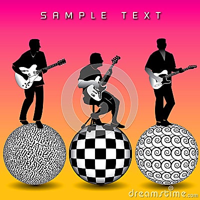 Illustration of guitar players Vector Illustration