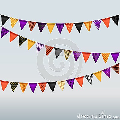 Vector illustration of halloween colored flag garland Vector Illustration