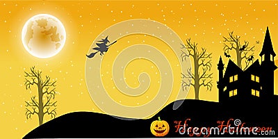Halloween night cartoon Vector Illustration