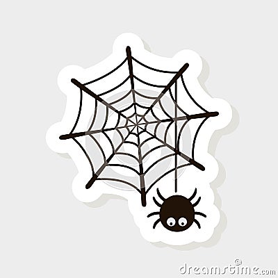 illustration Halloween spider sticker icon Vector Illustration