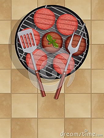 Hamburger on grill Stock Photo