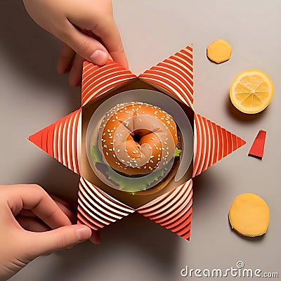 Illustration, a hamburger inside a box Vector Illustration
