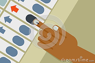 Hand casting vote in Electronic voting machine Vector Illustration