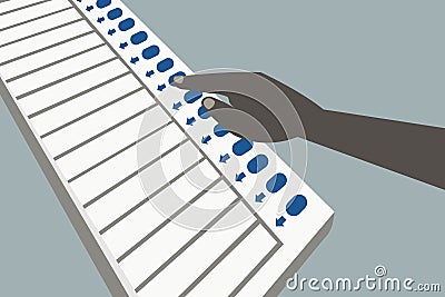 Hand casting vote in Electronic voting machine Vector Illustration