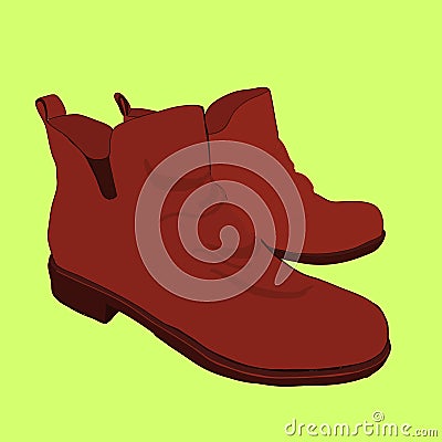 Illustration of hand drawn colorful women Footwear in isometric style. Shoes Casual and sport style, gumshoes, boots for Vector Illustration