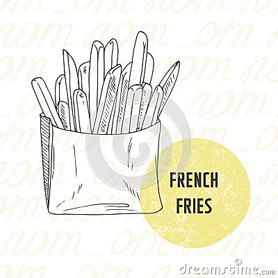 Illustration of hand drawn french fries potato Vector Illustration